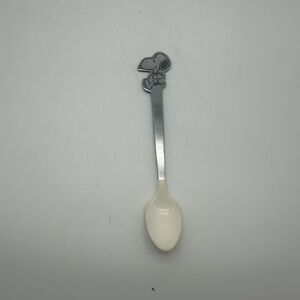 Vintage Danara Peanuts Snoopy Woodstock Silver Stainless Spoon White Plastic